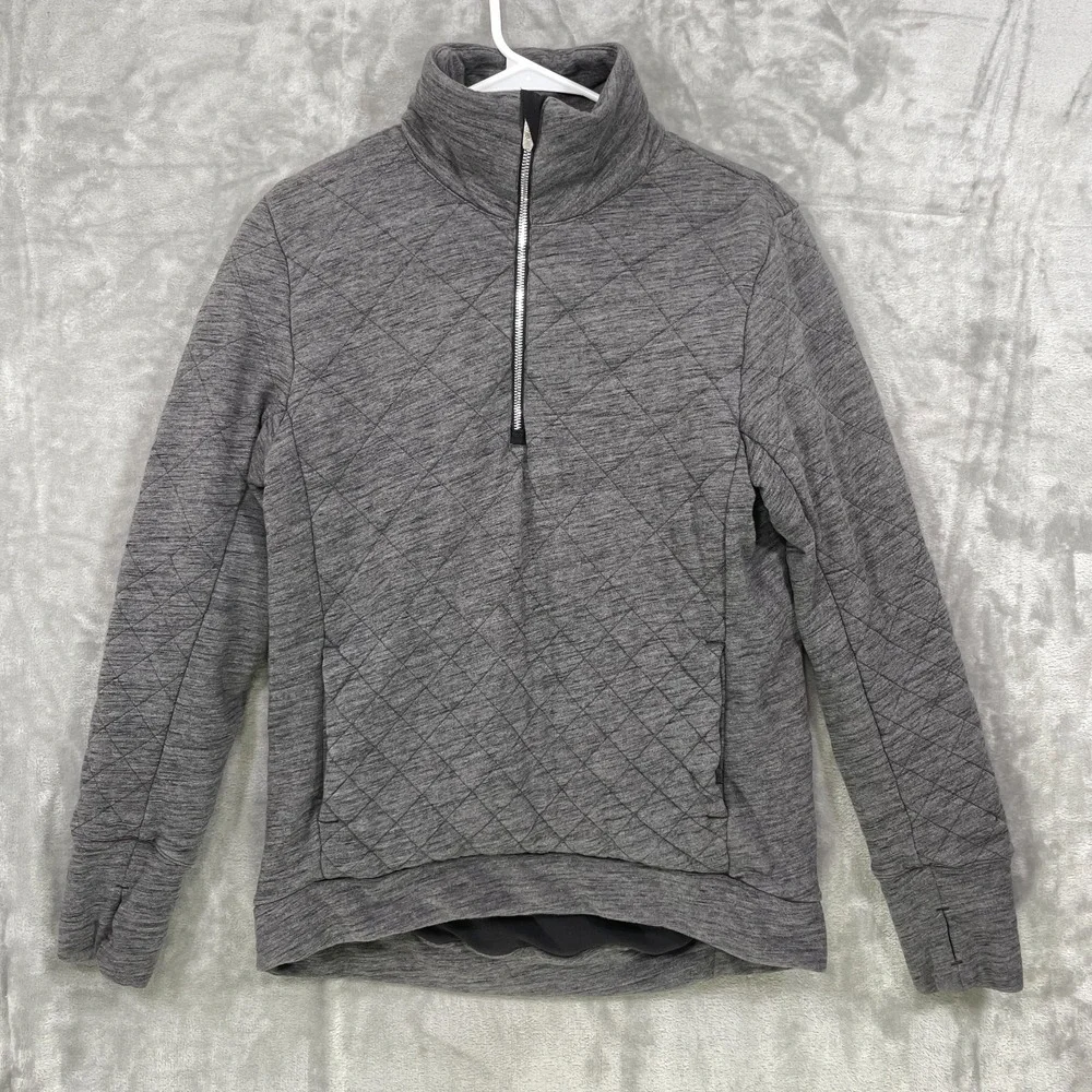 Lululemon Forever Warm Pullover Womens Size 6‎ Gray Quilted 1/4 Zip Lined Chunky
